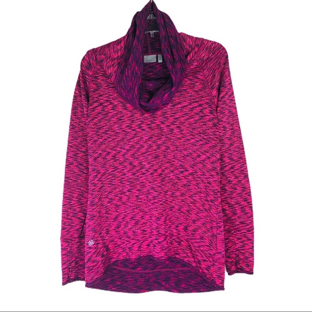 Athleta pink yoga outdoor activewear cowl pullover fleece top medium